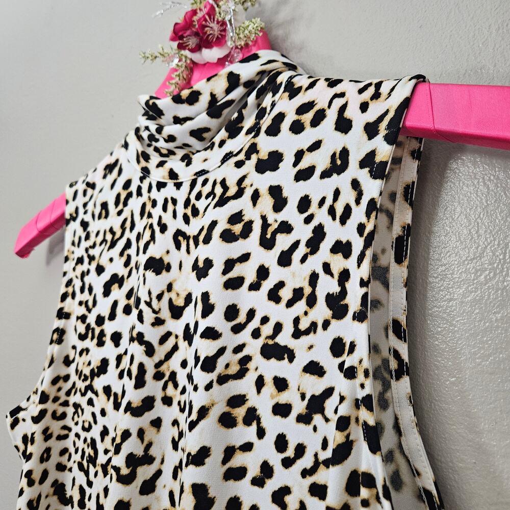 Banana Republic Leopard MockNeck Sleeveless XS Stretchy Tank MobWife IndieSleaze